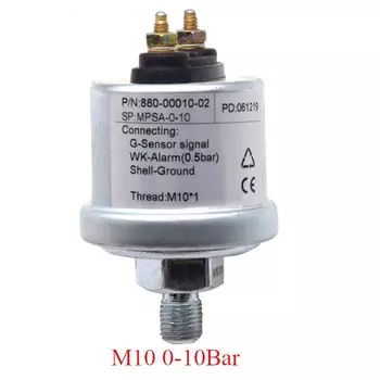 Цифровой Масляный Пресс, ручной измеритель давления 0-10 бар, HD 52 мм, с сигнализацией, для лодок и автомобилей, красная подсветка, датчик давления M10, 9-32 В