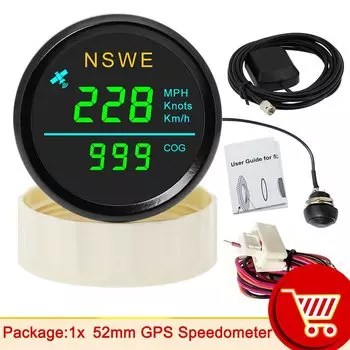 Цифровой мини-спидометр GPS 52 мм + GPS-антенна MPH Узел Км/ч COG Датчик скорости Датчик скорости Мотоцикл Лодка Измеритель по индивидуальному заказу