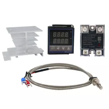 Цифровой ПИД-регулятор температуры REX-C100 Set, термостат + реле SSR 40 А + зонд термопары K + радиатор