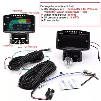 Цифровой тахометр с ЖК-дисплеем для грузовика, датчик давления масла, вольтметр , температура воды, Датчик расхода топлива, измеритель для мотоцикла, лодки, 5 в 1