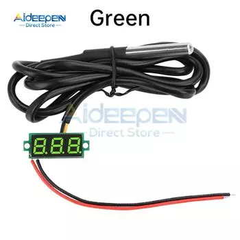 Цифровой термометр, 0,28 дюйма, 4-28 В постоянного тока, 55-50 ~ 125 , датчик температуры с водонепроницаемым датчиком 1 м DS18B20, металлический зонд