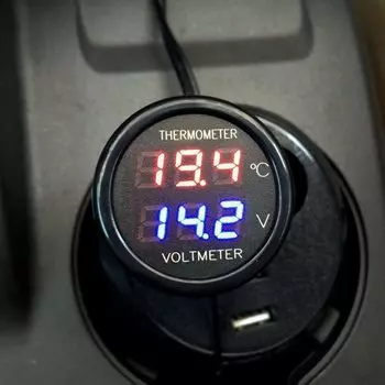 Цифровой термометр вольтметр KETOTEK для автомобиля