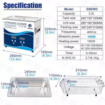 Цифровой ультразвуковой очиститель 40 кГц 220В