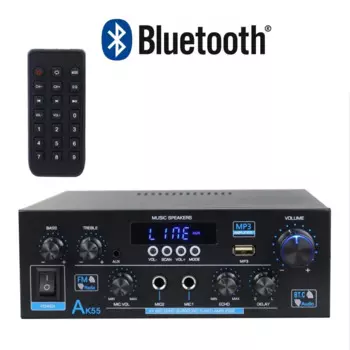 Цифровой усилитель AK55, 900 Вт, Bluetooth, 2-канальный Hi-Fi стерео усилитель, домашний автомобильный караоке, FM-усилитель, USB-вспышка