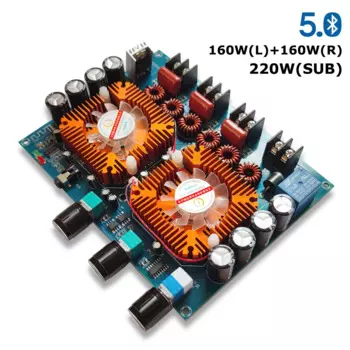 Цифровой усилитель мощности, стерео 2,1 каналов TDA7498E 2x160 Вт + 220 Вт AUX Bluetooth 5.0 вход