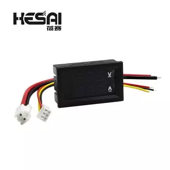 Цифровой вольтметр амперметр HESAI DC 100V 10A синего цвета