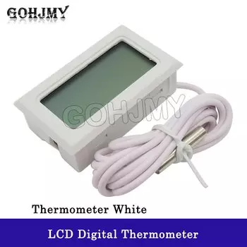 Цифровой ЖК-термометр Автомобильный термометр с водонепроницаемым датчиком -50 ~ 110 Черный/Белый GOHJMY