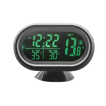 Цифровые Автомобильные часы, двойной термометр, батарея, вольтметр, напряжение, светящиеся электронные часы, инструменты для автомобиля, 12 В, 24 В постоянного тока, аксессуары для интерьера