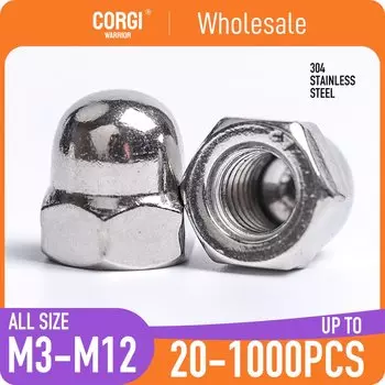 Цилиндрическая гайка из нержавеющей стали 304 M3 M4 M5 M6 M8 M10 M12 20–1000 Оптовая продажа декоративных крышек Купольная гайка для болтов Винты DIN1587