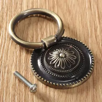 Цинковый сплав Античная бронза двери для шкафа, ящика, комода падение кольцо ручка мебель шкаф тянуть ручки Диаметр 37/45/55 мм