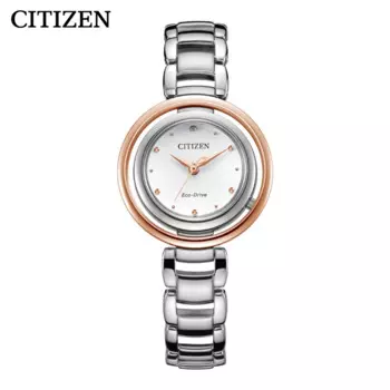 CITIZEN женские часы из нержавеющей стали с круглым циферблатом, модные простые женские часы, кварцевые часы EM0668-83A