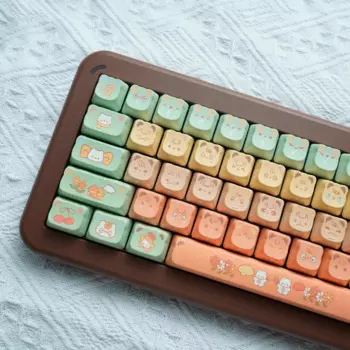 Цитрусовые медведи тематический набор 138key PBT Персонализированная Милая Медвежья Ушная клавиатура колпачок КПК профиль игровая клавиатура для механической клавиатуры подарок