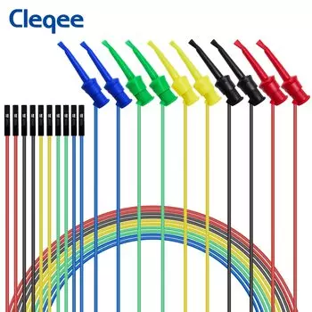 Cleqee 10 шт. тестовые зажимы-крючки Dupont мужские/женские силиконовые перемычки тестер транзисторов для электрических испытаний P1534 P1535