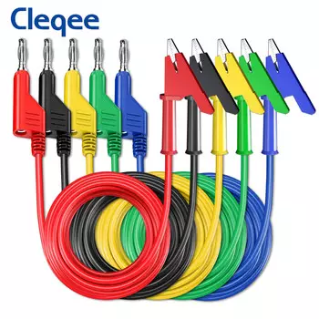CLEQEE Cleqee P1037 Провода тесты крокодил-банан 1м 5шт