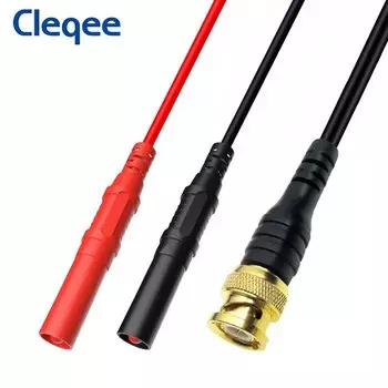 Cleqee P1065 с золотым покрытием из чистой меди, безопасная штепсельная вилка типа «банан» от BNC до 4 мм, осциллограф, тестовый свинцовый штекер BNC, кабель 120 см, 500 В, 5A