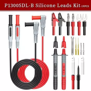 Cleqee P1300SDL Комплект силиконовых тестовых проводов 4 мм Штекер типа «банан» Кабель Тестовый крючок Зажим Мультиметр Зонд Зажим типа «крокодил» Комплект автомобильных инструментов