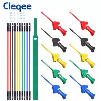 Cleqee P1512D Mini Grabber SMD IC Тестовый крючок Зажим Перемычка Зонд Комплект тестовых проводов Силиконовый мягкий кабель Dupont для логического анализатора