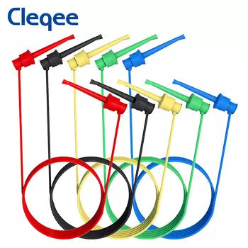 Cleqee P1520 5 шт. тестовый крючок с зажимом для мини-захватщика тестовые провода SMD IC инструмент силиконовая перемычка 20AWG электрический 50 см тестовый кабель