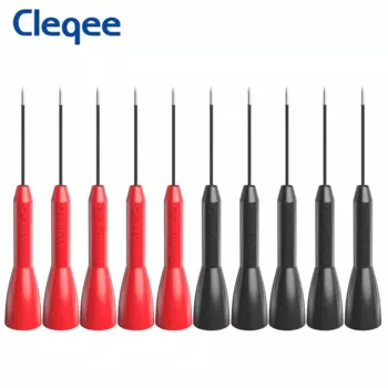 Cleqee P30038 10 шт. 1 мм изолированный тестовый зонд с гнездом 2 мм мультиметр из нержавеющей стали прокольный зонд задний зонд штифт