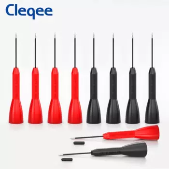 Cleqee P30038 10 шт. 1 мм изолированный тестовый зонд с гнездом 2 мм мультиметр из нержавеющей стали прокольный зонд задний зонд штифт