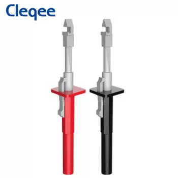 Cleqee P5006 2 шт. изолированный тестовый крючок, зажим для прокалывания проволоки, зонд с гнездом 4 мм, встроенный весенний инструмент «сделай сам»