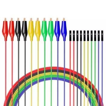 CLEQEE Силиконовые перемычки DUPONT с зажимом "крокодил", 26AWG