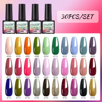 Clou Beaute, 30 шт./лот, телесный цветной гель-лак для ногтей, осенний полуперманентный яркий долговечный набор эмалированной УФ-лаки для ногтей, 8 мл
