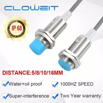 Cloweit LM18 Индуктивный датчик приближения Металлоискатель приближения IP68 1000 Гц 16 мм/10 мм/8 мм/5 мм Расстояние NPN DC12/24 В ПЛК