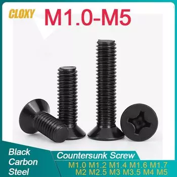 CLOXY Стальные черные винты M1-M5 с крестообразным шлицем 20 шт.