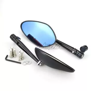 CNC алюминиевые зеркала заднего вида для мотоцикла, большое голубое зеркало на руль, универсальное для Honda Kawasaki Yamaha Suzuki Kymko BMW