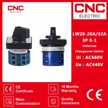 Переключатель CNC LW28-20A/32A 2-позиционный пластиковый 660В 20А