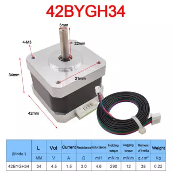 CNMAWAY 42 шаговый двигатель 0.35Nm 34мм