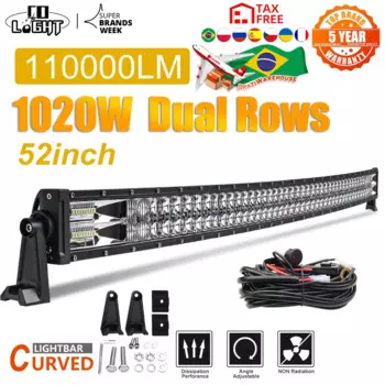 CO LIGHT 52" Светодиодная панель 1020W Светодиодные рабочие фары 12V 24V Spot Flood Combo Beam для грузовика, трактора, внедорожника 4X4 4WD Offroad Barra Light