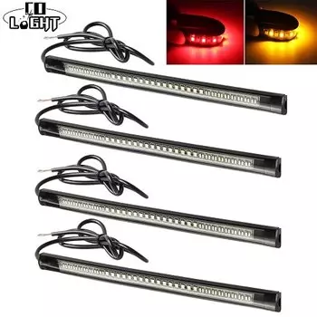 CO LIGHT Гибкая универсальная 48 светодиодная стоп-сигнал, светодиодная лента для мотоцикла, светодиодная лента для указателя поворота, номерного знака, красная/янтарная 12 В