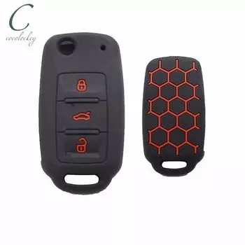 Cocolockey силиконовый чехол для автомобильного ключа подходит для VW Golf for Skoda Yeti Superb Rapid Octavia для SEAT Leon Ibiza 3 кнопки дистанционного управления