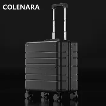 COLENARA 18-дюймовая дорожная сумка для багажа, высокое качество, полностью алюминиево-магниевый сплав, посадочная коробка, деловой чемодан на колесиках, мужской чемодан