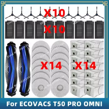 Сменные детали Для ( ECOVACS T50 OMNI / T50 PRO OMNI ), аксессуары, основная боковая щетка, фильтр НЕРА, Швабра, тканевый мешок для пыли