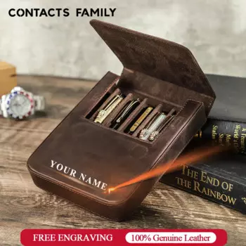 CONTACT'S FAMILY чехол для ручек из кожи коричневого цвета