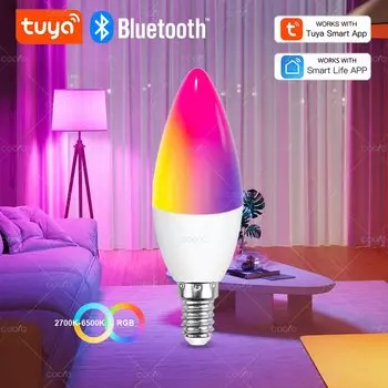 Coolo Tuya E14 Светодиодная лампа-свеча RGB+CW Bluetooth 220В