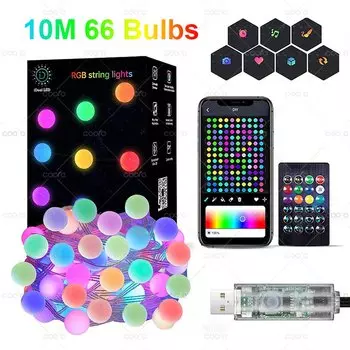 Coolo USB Bluetooth светодиодная гирлянда 5/10 м 33/66 LEDs