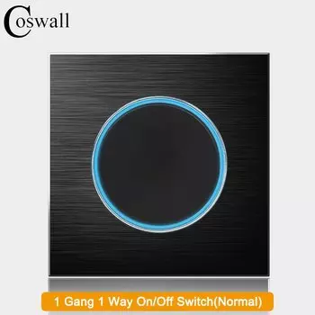 Coswall черный алюминиевый выключатель света 1/2/3/4 gang