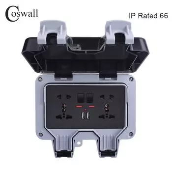 Coswall IP66 водонепроницаемая настенная двойная розетка с USB