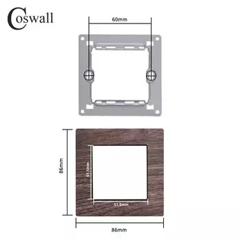 COSWALL L1 Series Wood Grain Металлический настенный выключатель с розеткой