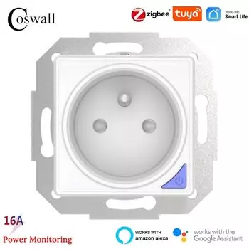 Coswall S-01OG Белая умная розетка с PD 20Вт Type-C и двойным USB зарядным устройством