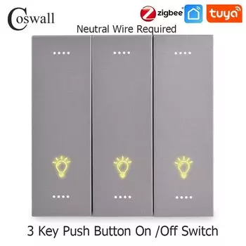 COSWALL серый пластиковый модульный выключатель Zigbee 3.0