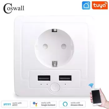 Coswall Zigbee 3.0 розетка с USB, белая