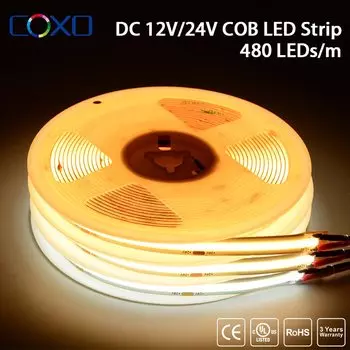 COXO Светодиодная лента 5м 480LED/м тёплый белый 12/24V