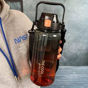 CREAWIND 2000 мл пластиковая спортивная бутылка с соломинкой