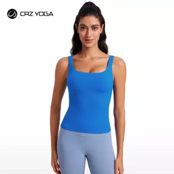 CRZ YOGA Butterluxe тренировочные майки для женщин с U-образным вырезом и мягкой подкладкой, спортивные топы-бретельки со встроенным бюстгальтером