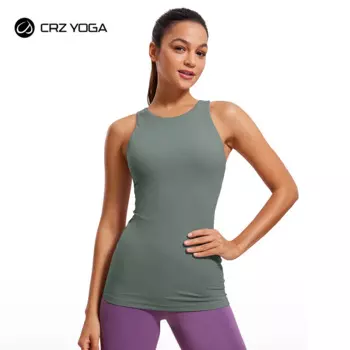 CRZ YOGA Butterluxe женский топ на бретелях с высокой горловиной, со встроенным бюстгальтером, для тренировок, с подкладкой, для похудения, для йоги, для занятий спортом